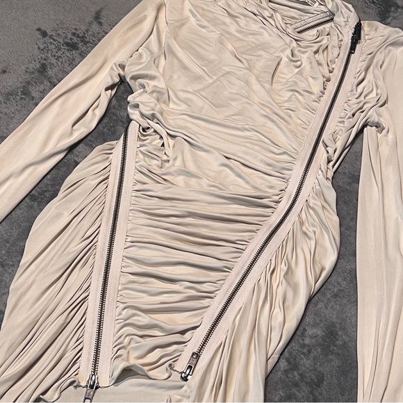 ALLSAINTS NWOT GISELE ROUCHED BODYCON ZIP DRESS - Picture 10 of 16